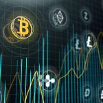 Bitcoin and other virtual money. Cryptocurrency stock market graph on virtual screen. 876941262
